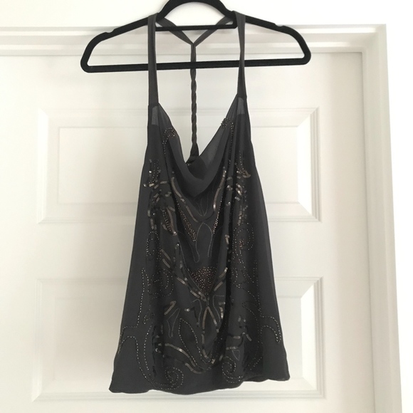 Sequined T-Back Top - Picture 1 of 4